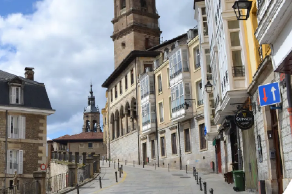 Photo of European road in medieval city